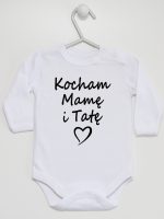 kocham mamę i tatę body z długim rękawem kolor biały 116 kocham mamę i tatę body z długim rękawem kolor biały 116