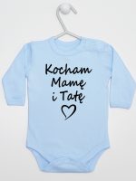 kocham mamę i tatę body z długim rękawem kolor błękitny 116 kocham mamę i tatę body z długim rękawem kolor błękitny 116