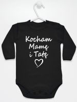kocham mamę i tatę body z długim rękawem kolor czarny 116 kocham mamę i tatę body z długim rękawem kolor czarny 116