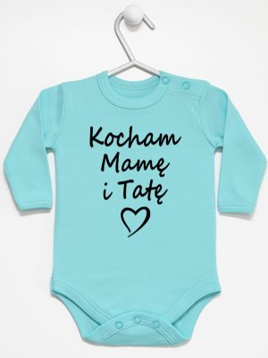kocham mamę i tatę body z długim rękawem kolor miętowy 116