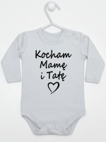 kocham mamę i tatę body z długim rękawem kolor szary 116 kocham mamę i tatę body z długim rękawem kolor szary 116