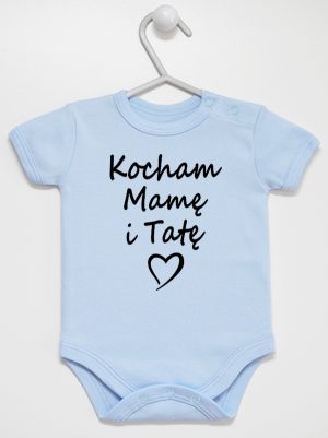kocham mamę i tatę body z krótkim rękawem kolor błękitny 116