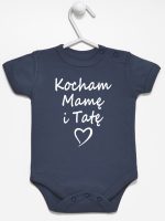 kocham mamę i tatę body z krótkim rękawem kolor granatowy 116 kocham mamę i tatę body z krótkim rękawem kolor granatowy 116