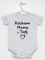 kocham mamę i tatę body z krótkim rękawem kolor szary 116 kocham mamę i tatę body z krótkim rękawem kolor szary 116