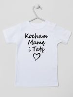 kocham mamę i tatę koszulka z krótkim rękawem kolor biały 116