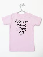 kocham mamę i tatę koszulka z krótkim rękawem kolor różowy 116