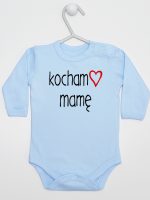 kocham mamę z sercem body z długim rękawem kolor błękitny 099