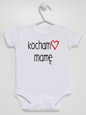 kocham mamę z sercem body z krótkim rękawem kolor biały 099