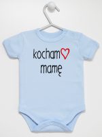 kocham mamę z sercem body z krótkim rękawem kolor błękitny 099