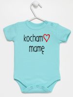 kocham mamę z sercem body z krótkim rękawem kolor miętowy 099