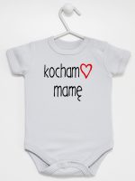 kocham mamę z sercem body z krótkim rękawem kolor szary 099
