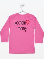 kocham mamę z sercem koszulka z długim rękawem kolor ciemny różowy 099