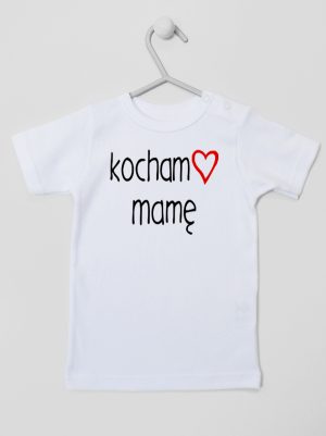 kocham mamę z sercem koszulka z krótkim rękawem kolor biały 099