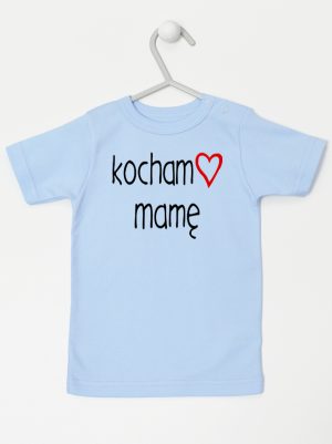 kocham mamę z sercem koszulka z krótkim rękawem kolor błękitny 099