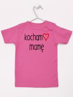 kocham mamę z sercem koszulka z krótkim rękawem kolor ciemny różowy 099