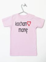 kocham mamę z sercem koszulka z krótkim rękawem kolor różowy 099