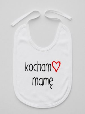 kocham mamę z sercem śliniak niemowlęcy kolor biały 099