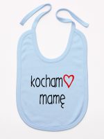 kocham mamę z sercem śliniak niemowlęcy kolor błękitny 099