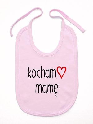 kocham mamę z sercem śliniak niemowlęcy kolor różowy 099