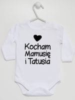 kocham mamusię i tatusia z sercem body z długim rękawem kolor biały 034 kocham mamusię i tatusia z sercem body z długim rękawem kolor biały 034