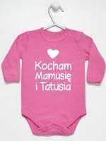 kocham mamusię i tatusia z sercem body z długim rękawem kolor ciemny różowy 034 kocham mamusię i tatusia z sercem body z długim rękawem kolor ciemny różowy 034