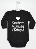 kocham mamusię i tatusia z sercem body z długim rękawem kolor czarny 034 kocham mamusię i tatusia z sercem body z długim rękawem kolor czarny 034