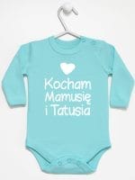 kocham mamusię i tatusia z sercem body z długim rękawem kolor miętowy 034 kocham mamusię i tatusia z sercem body z długim rękawem kolor miętowy 034