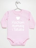kocham mamusię i tatusia z sercem body z długim rękawem kolor różowy 034 kocham mamusię i tatusia z sercem body z długim rękawem kolor różowy 034