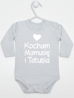 kocham mamusię i tatusia z sercem body z długim rękawem kolor szary 034 kocham mamusię i tatusia z sercem body z długim rękawem kolor szary 034