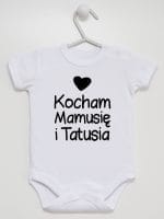 kocham mamusię i tatusia z sercem body z krótkim rękawem kolor biały 034 kocham mamusię i tatusia z sercem body z krótkim rękawem kolor biały 034