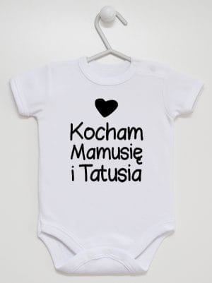 kocham mamusię i tatusia z sercem body z krótkim rękawem kolor biały 034
