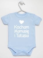 kocham mamusię i tatusia z sercem body z krótkim rękawem kolor błękitny 034 kocham mamusię i tatusia z sercem body z krótkim rękawem kolor błękitny 034