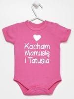 kocham mamusię i tatusia z sercem body z krótkim rękawem kolor ciemny rózowy 034 kocham mamusię i tatusia z sercem body z krótkim rękawem kolor ciemny rózowy 034
