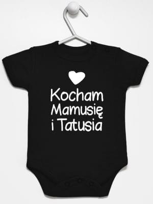 kocham mamusię i tatusia z sercem body z krótkim rękawem kolor czarny 034