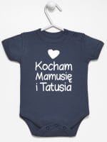 kocham mamusię i tatusia z sercem body z krótkim rękawem kolor granatowy 034 kocham mamusię i tatusia z sercem body z krótkim rękawem kolor granatowy 034