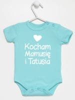 kocham mamusię i tatusia z sercem body z krótkim rękawem kolor miętowy 034 kocham mamusię i tatusia z sercem body z krótkim rękawem kolor miętowy 034