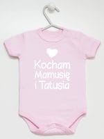 kocham mamusię i tatusia z sercem body z krótkim rękawem kolor różowy 034 kocham mamusię i tatusia z sercem body z krótkim rękawem kolor różowy 034