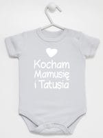 kocham mamusię i tatusia z sercem body z krótkim rękawem kolor szary 034 kocham mamusię i tatusia z sercem body z krótkim rękawem kolor szary 034