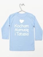 kocham mamusię i tatusia z sercem koszulka z długim rękawem kolor błękitny 034