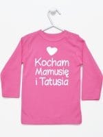 kocham mamusię i tatusia z sercem koszulka z długim rękawem kolor ciemny różowy 034