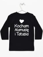 kocham mamusię i tatusia z sercem koszulka z długim rękawem kolor czarny 034