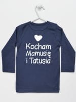 kocham mamusię i tatusia z sercem koszulka z długim rękawem kolor granatowy 034