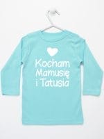 kocham mamusię i tatusia z sercem koszulka z długim rękawem kolor miętowy 034