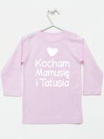 kocham mamusię i tatusia z sercem koszulka z długim rękawem kolor różowy 034