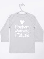 kocham mamusię i tatusia z sercem koszulka z długim rękawem kolor szary 034