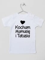 kocham mamusię i tatusia z sercem koszulka z krótkim rękawem kolor biały 034