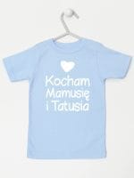 kocham mamusię i tatusia z sercem koszulka z krótkim rękawem kolor błękitny 034