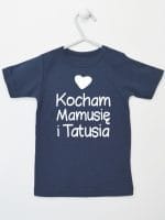 kocham mamusię i tatusia z sercem koszulka z krótkim rękawem kolor granatowy 034