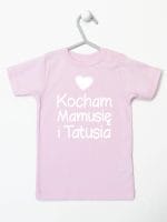 kocham mamusię i tatusia z sercem koszulka z krótkim rękawem kolor różowy 034