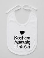 kocham mamusię i tatusia z sercem śliniak niemowlęcy kolor biały 034